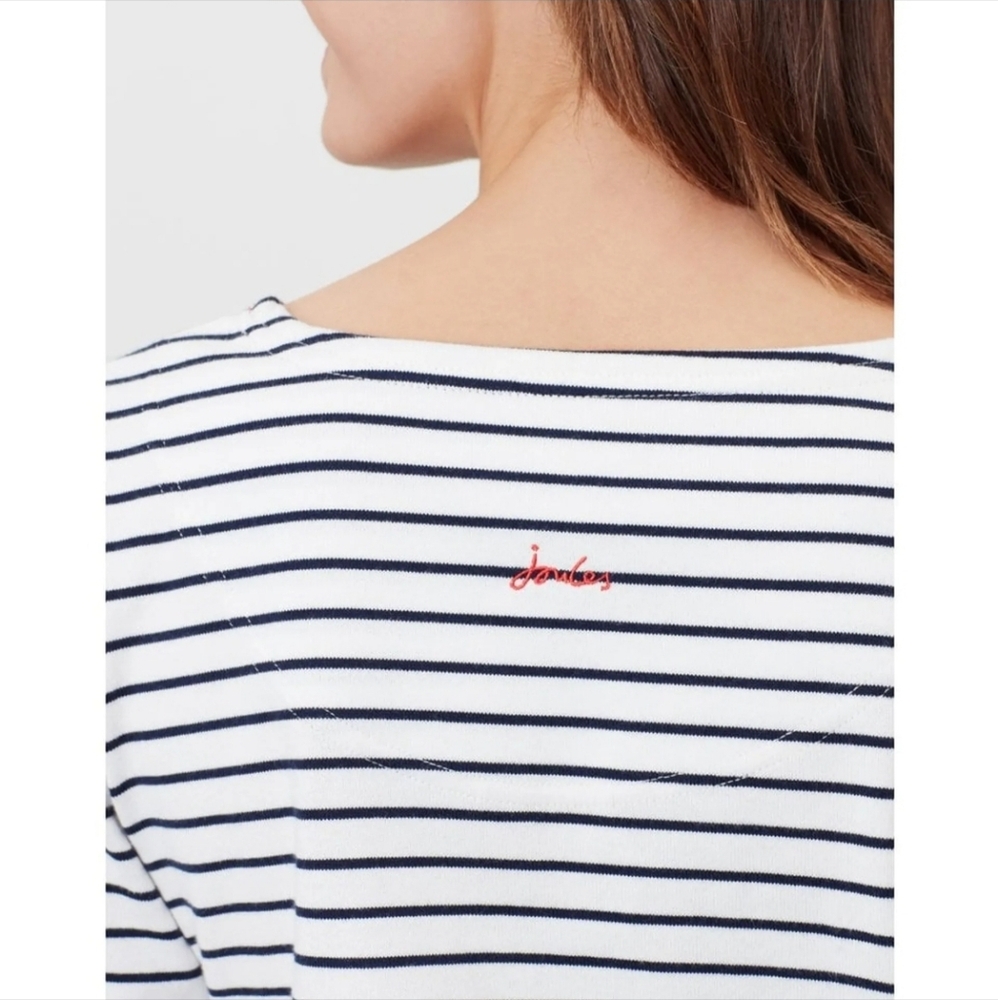 Joules White Black Striped Dachshund Dog Long Sleeve Top SZ 10 - Picture 4 of 6
